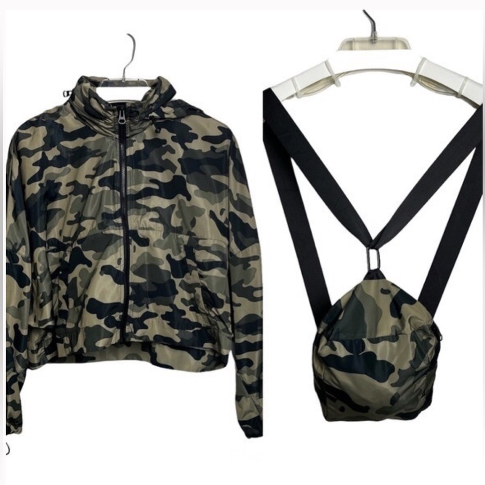 ZARA Cropped Camo Backpack Rain Jacket - Picture 3 of 6